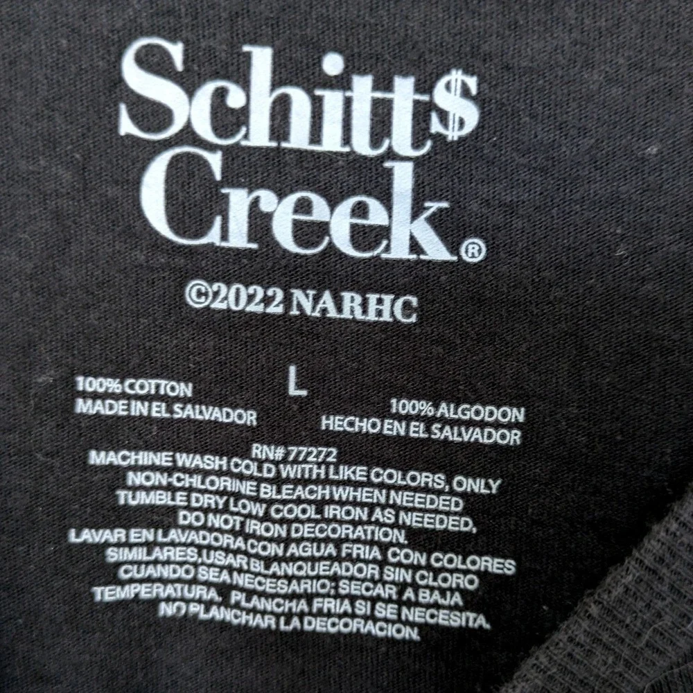Schitt's Creek Rose Apothecary Graphic Tee Sz L Black Short Sleeve Cotton Shirt - Picture 2 of 4